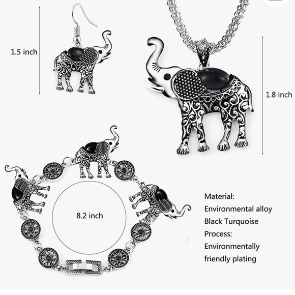 BLACK Elephant  3 piece Jewelry set - Picture 3 of 4